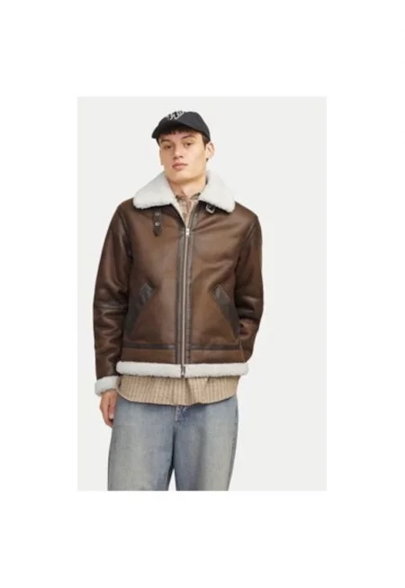 Мъжко яке -  304516788 - Екокожа - Кафяв - Кафяв