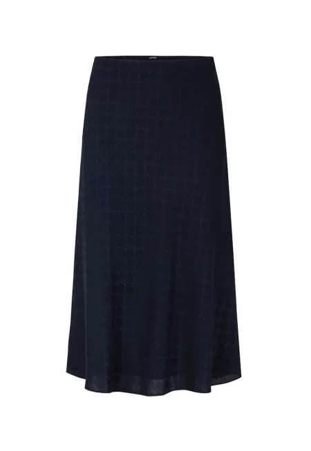 Миди пола с щампа на лого и странично закопчаване с цип - Тъмносин