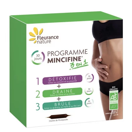 Детокс програма за отслабване и стимулация на лимфата - Mincifine 3 в 1 – при наднормено тегло, подуване и целулит, 30 ампули
