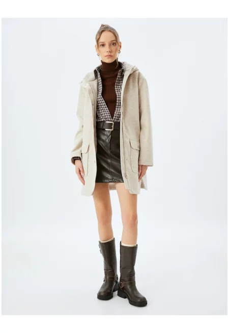 Палто с качулка и вата от еко пух