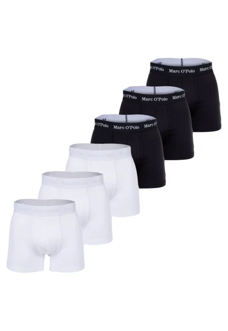 Памучни боксерки - 6 чифта - Бял/Черен