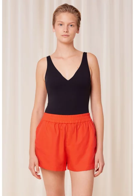 Памучни плувни шорти с джобове - Мандарина