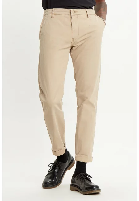 Панталон чино с памук и лен - Бежов