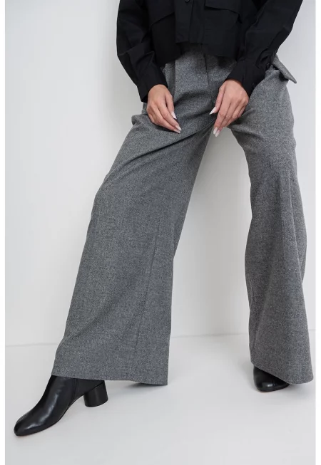 Панталон с широк крачол - Сив меланж