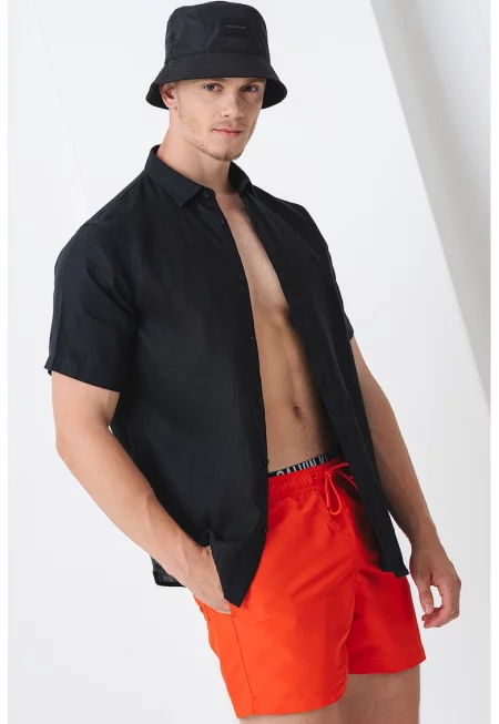 Плувни шорти с връзка и лого - Корал