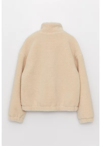 Плюшено зимно яке с паднали ръкави