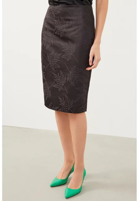 Пола тип молив с висока талия - Черен