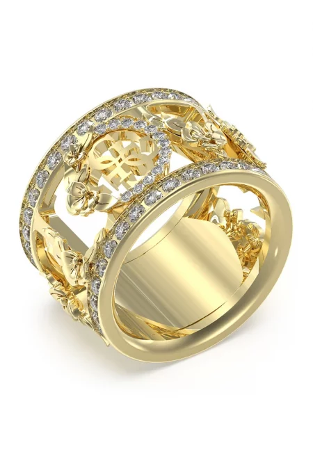 Пръстен Love Flowers от неръждаема стомана - Златист