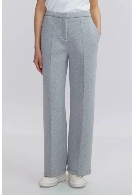 Прав панталон с джобове встрани - Светло сив