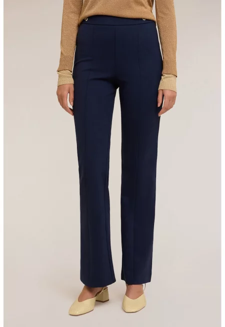 Прав панталон с висока талия - Тъмносин