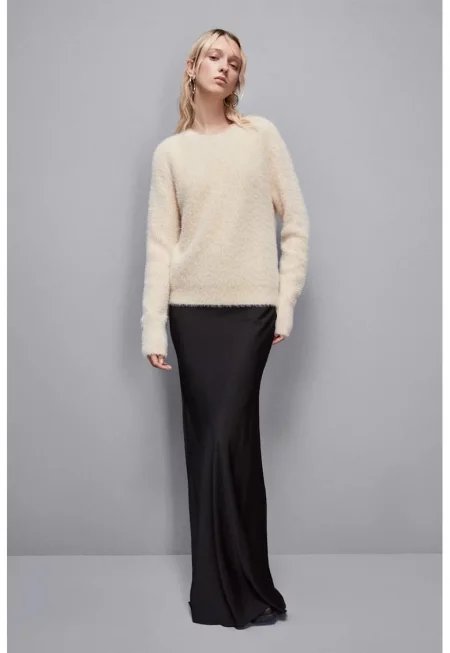 Пуловер с кръгло деколте - Крем