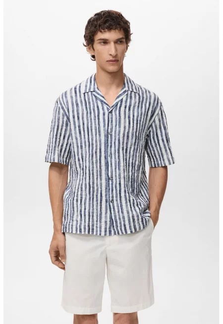 Раирана риза с къси ръкави