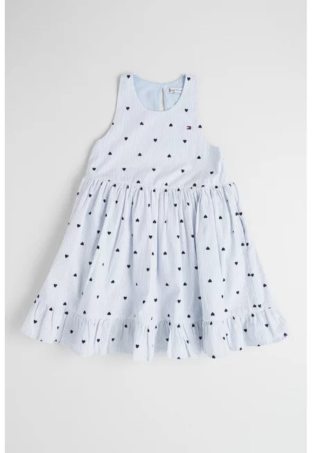 Разкроена рокля - Бял/Ултрамарин синьо/Светлосин