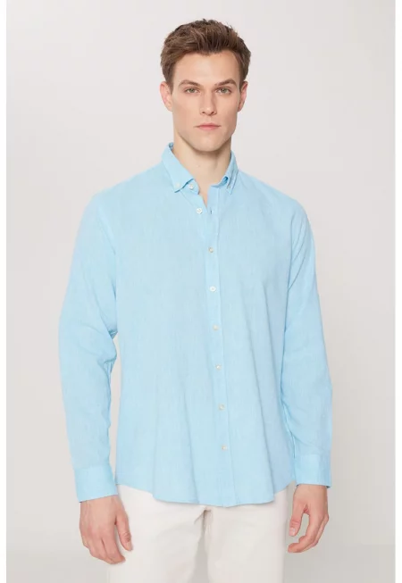 Риза Oxford с лен и памук
