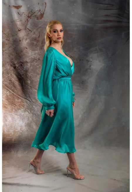 Рокля Muscat с коприна - Тюркоаз