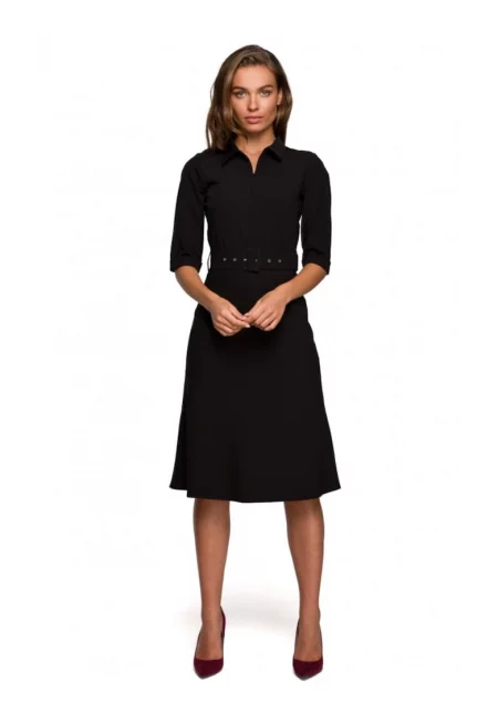 Рокля с яка и колан  Полиестер