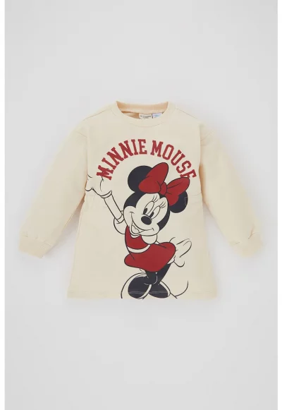 Рокля тип суитшърт с десен Minnie Mouse