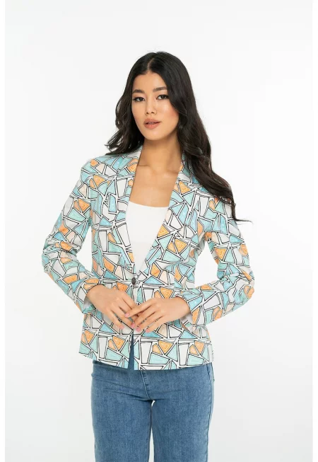 Сако Maddy с принт - Оранжев/Ледено синьо