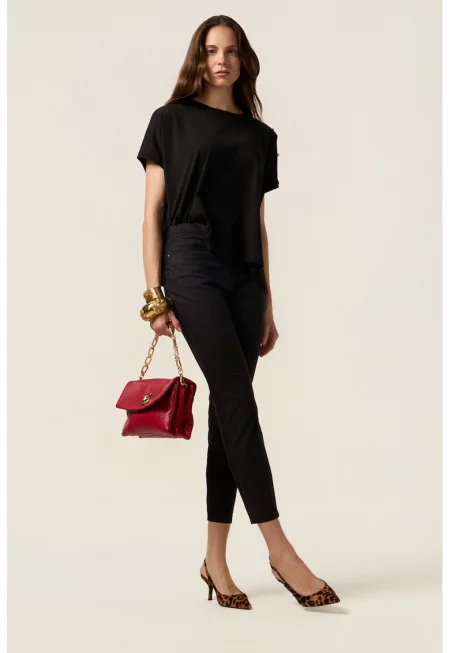 Скъсени слим дънки - Черен