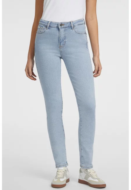 Скини дънки G05 с висока талия - Светлосин