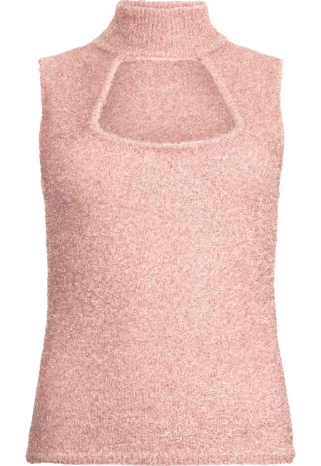 Слим пуловер с отвор - Светлорозов