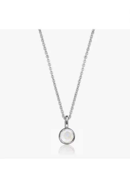 Сребърно колие с рожден камък юни - Лунен камък