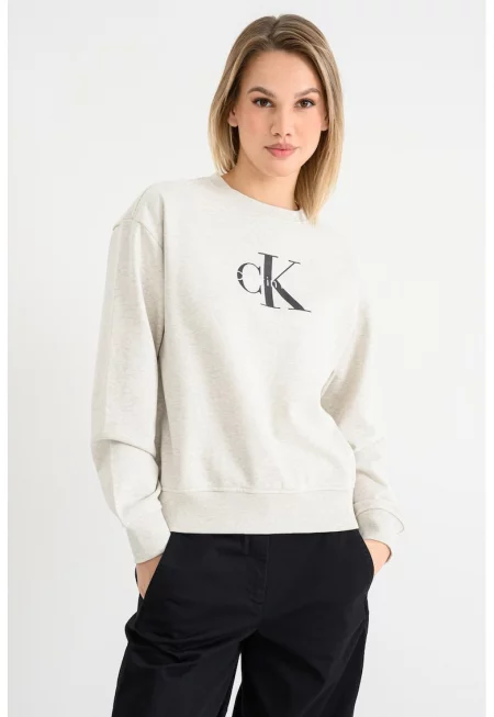 Суитшърт с паднали ръкави и лого - Черен/Сив меланж