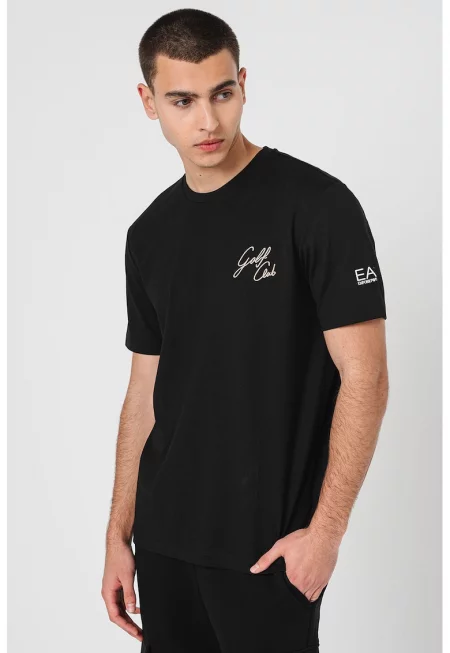 Тениска Golf Club с лого - Черен