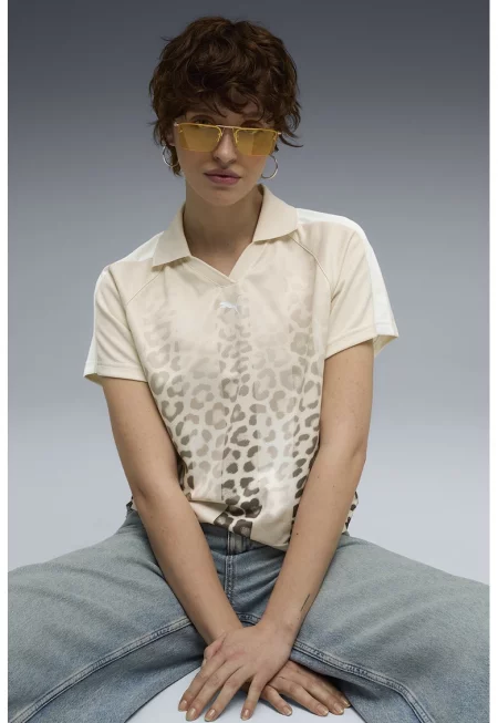Тениска Leo Luxe с яка и животинска шарка