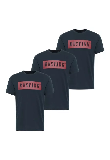 Тениска от органичен памук с лого - 3 броя - Тъмносин