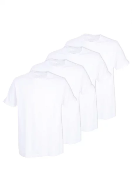 Тениска с овално деколте - 4 броя - Бял