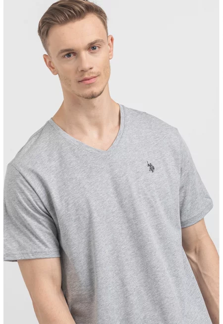 U.S. Polo Assn - Памучна тениска с шпиц