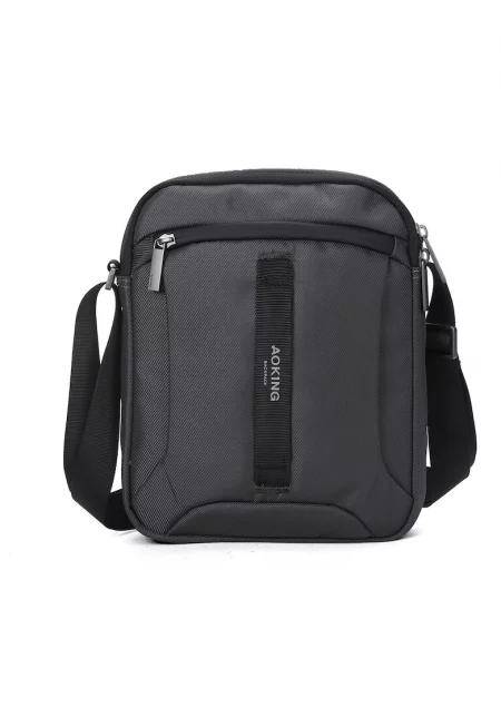 Унисекс чанта през рамо с джобове с цип - Сив