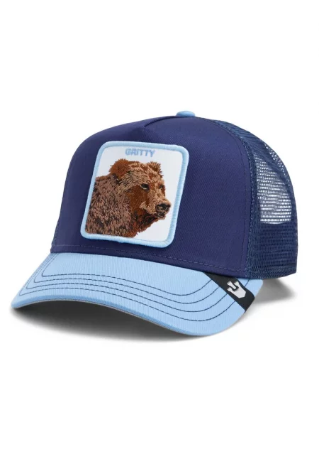 Унисекс шапка тип Trucker с бродерия - Пастелносин/Тъмносин