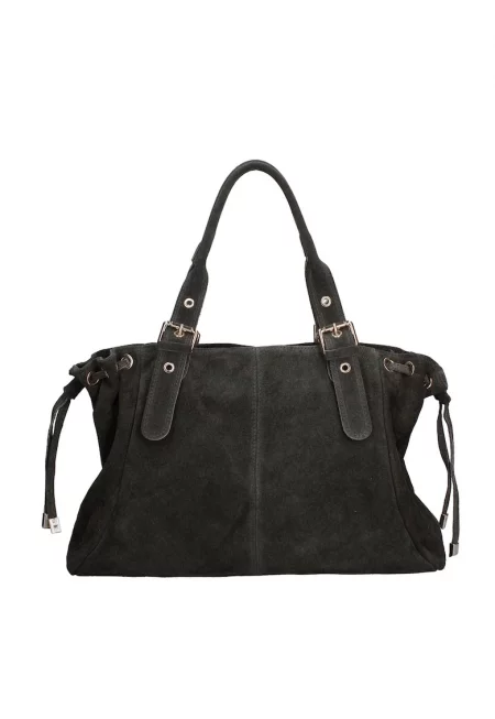 Велурена чанта за рамо с две отделения