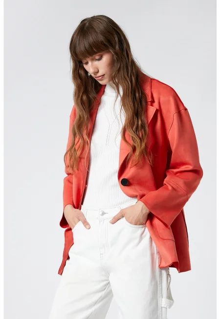 Яке от еко велур с пришити джобове