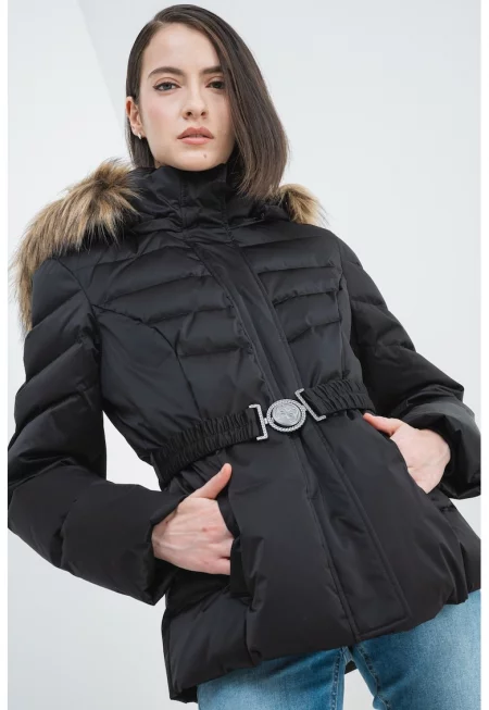 Зимно яке с пухена вата - Черен