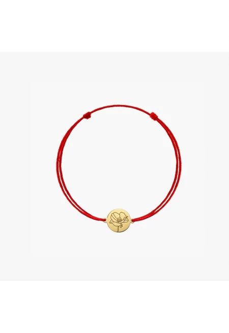 Златна гривна за деца от шнур Birth Flower - Августов мак