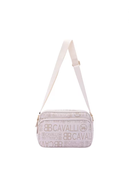 B Cavalli - Чанта през рамо с лого и регулируеми презрамки - Бежов