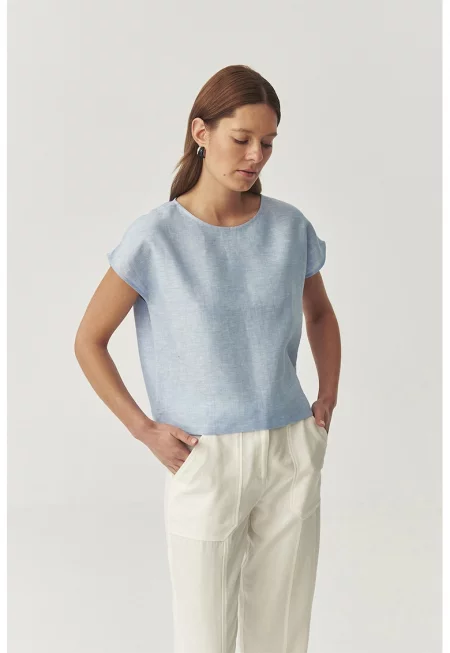 Блуза с къси ръкави - Пастелносин