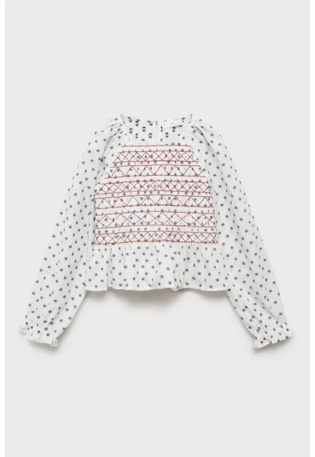 Блуза с памук и десен