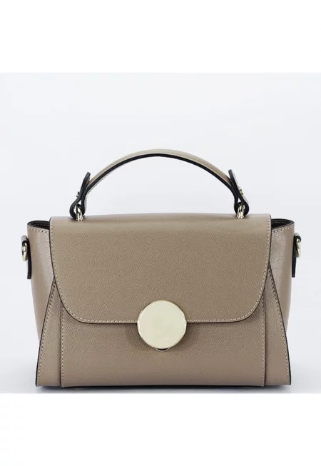 Чанта от естествена кожа таупе 1590 123 18081 - Сиво-кафяв