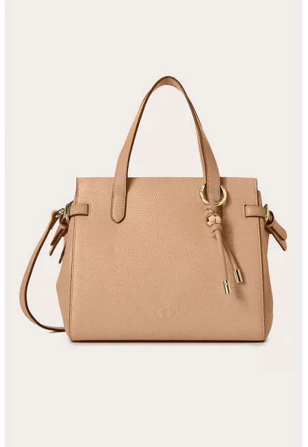 Чанта за рамо от еко кожа с отделяща се презрамка - Камел