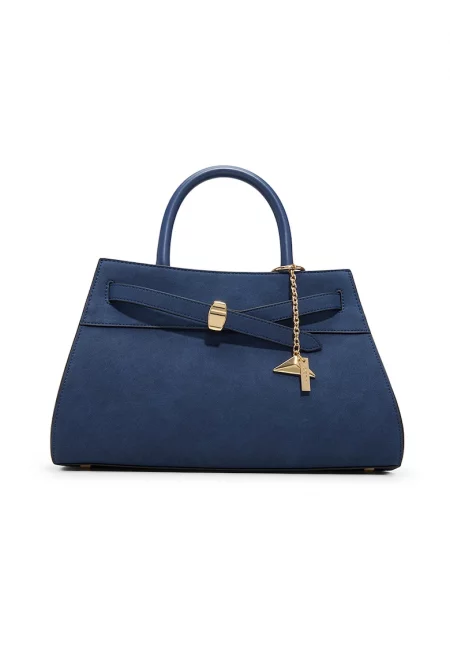 Чанта за рамо VASILIA с отделяща се презрамка и аксесоар - Тъмносин