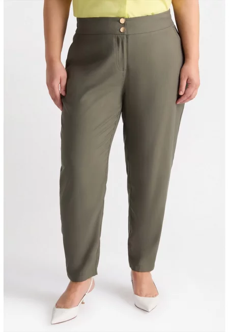 Дълъг панталон със стеснен крачол - Каки