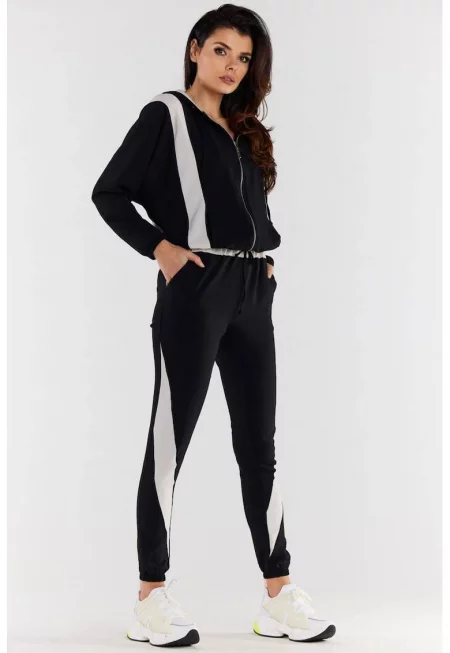 Дълги панталони от полиестер A496 - Черен