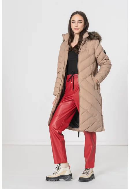 Дълго яке Ximena с отделящ се еко пух на качулката