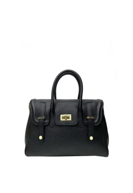 Дамска чанта от естествена кожа  Isaia - Черен - 32 x 22 -5 x 9 -5 cm