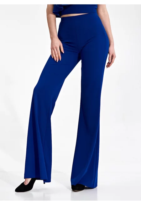 Дамски панталони  M874 - висока талия - син - полиестер/еластан - Син