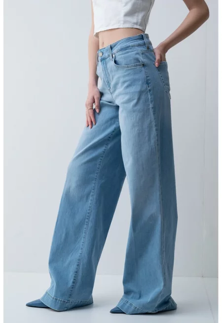 Дънки с широк крачол - Прашно синьо